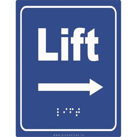 Placute braille lift cu sageata in dreapta pentru nevazatori
